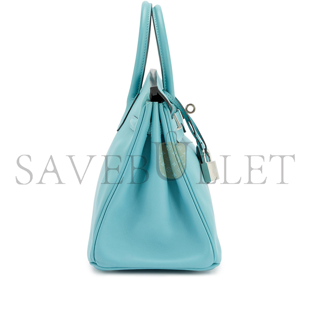 H**mes master birkin 25 swift leather macaroon blue lining 3q pink silver buckle h049362ck15 (25*20*13cm)